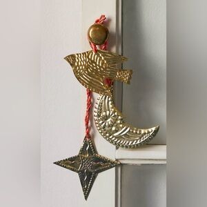 Free People Brass Bird, moon and star Ornament bundle SET NWT